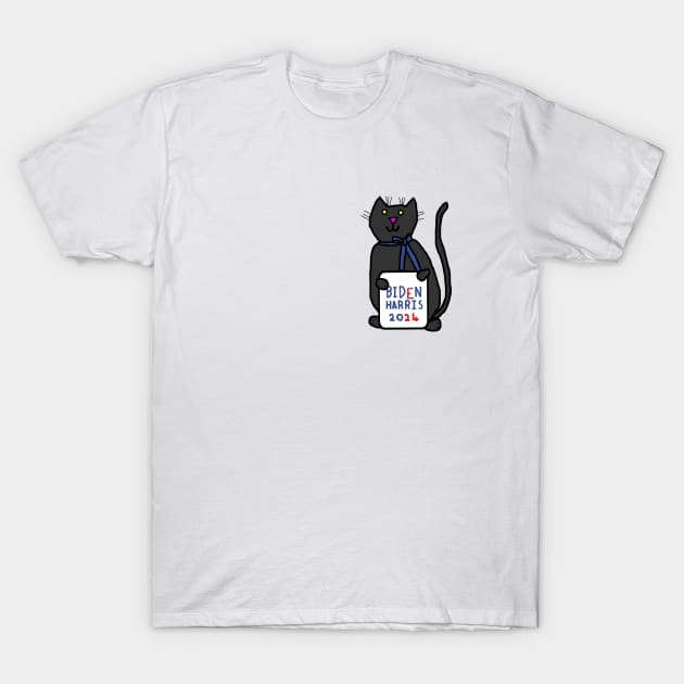 Small Cat with Biden Harris 2024 Sign T-Shirt by ellenhenryart